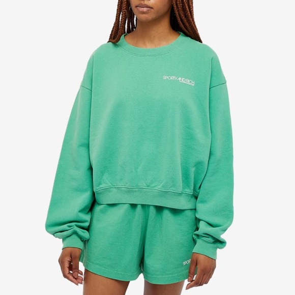 Sporty and Rich Crop Sweatshirt Kelly Green - SZ XS - Picture 2 of 6